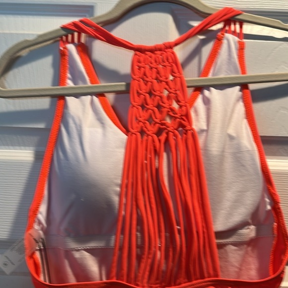 NWT! Fashion Nova Mayra Neon Orange Macrame One Piece Swimsuit M Bathing suit - Picture 8 of 10